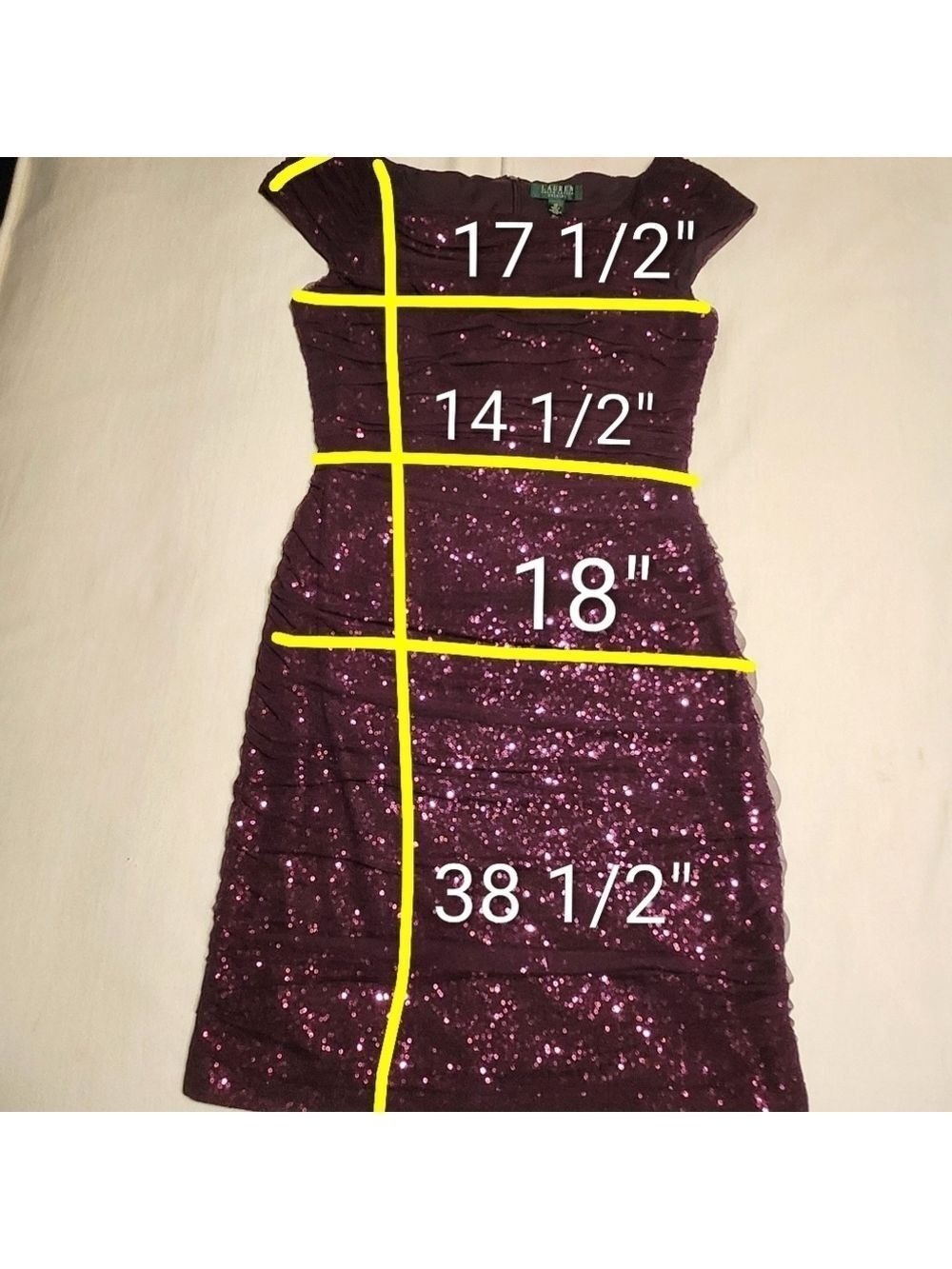 Lauren Ralph Lauren Dress Off Shoulder Plum Size 10 - Picture 12 of 12